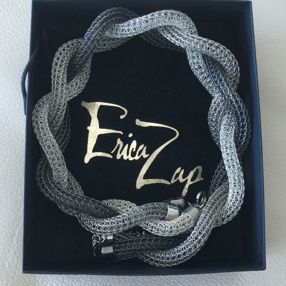 Erica Zap Design Woven mesh Tri color necklace